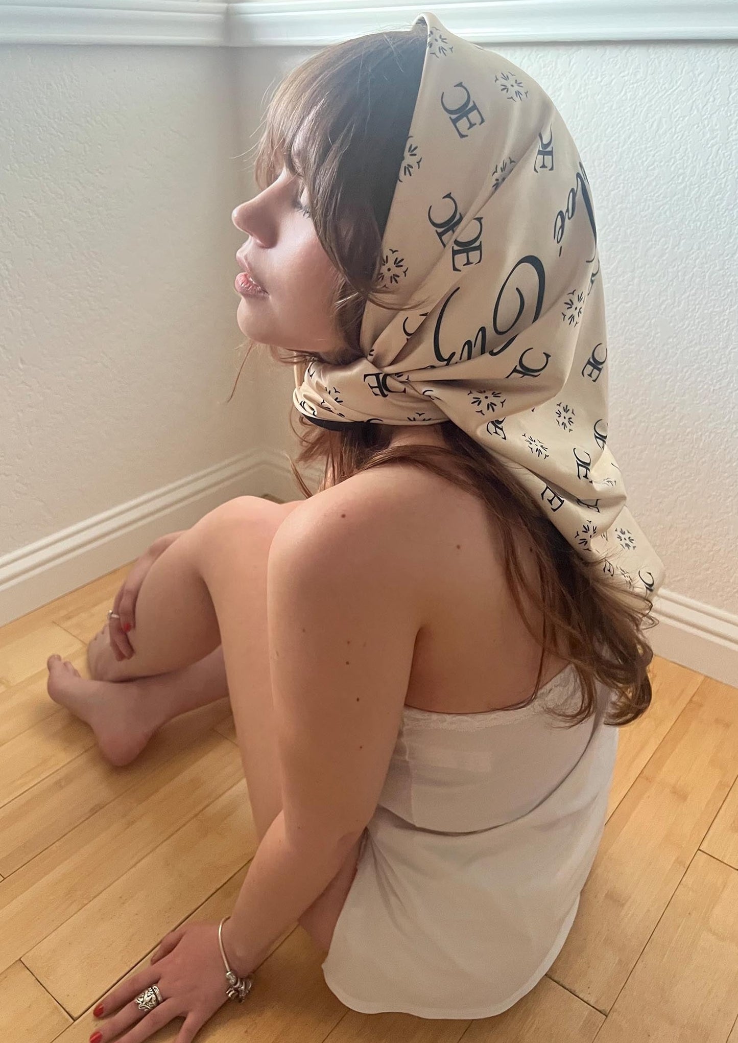 Satin ĆE Scarf in Cream