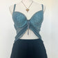 00's Checkered Bustier Mesh Top in Smoke Grey (M-L)