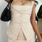 Mini Dress & Vest Set in Cream