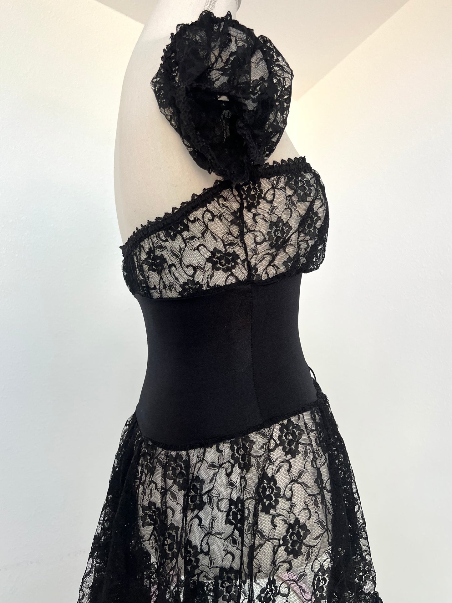 “Coquette” Brand Black Overlay Lace Midi Dress (XS-S)