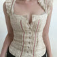 00's Staple Ruched Lace Cream Blouse (S-M)