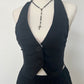 00's Brand Cropped Vest Halter Top in Midnight Black (Small)
