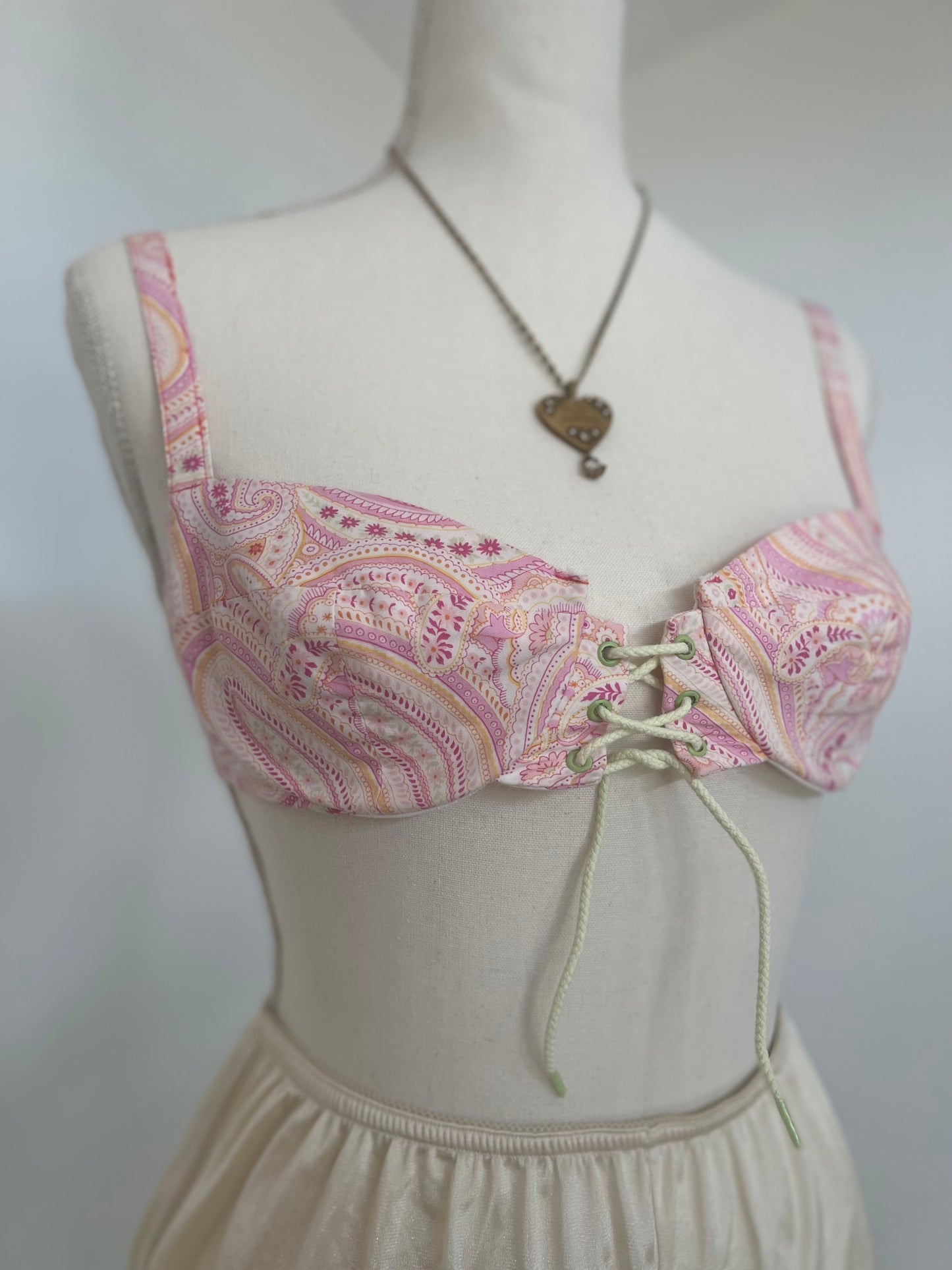 90's French Deadstock Paisley Two Piece Swim Set (Small)