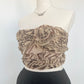 MarineBlu 2000's Brown and Gold Ruched Blouse (Small)